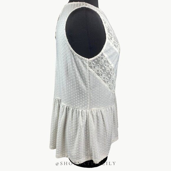 NWT Meadow Rue Anthropologie Lace Peplum Sleeveless Top | Sz Medium | White - Picture 9 of 14